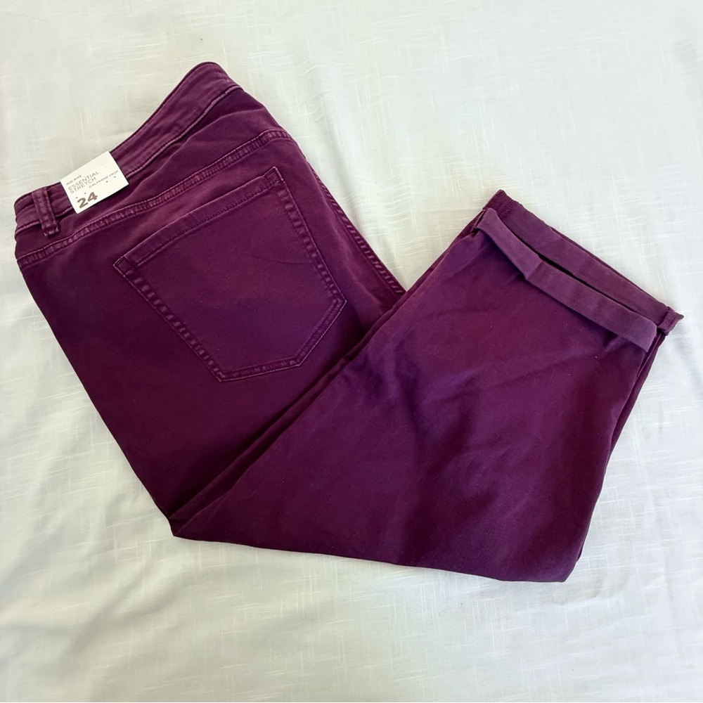 NEW Lane Bryant Essential Stretch Mid Rise Girlfriend Fit Crop Jeans Size 24